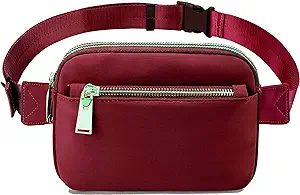 Photo 1 of Fanny Packs for Women Men Fashion Waist Packs Bag with Adjustable Strap Lightweight Crossbody Belt Bag for Workout Running Travelling Hiking,Red 