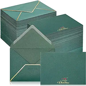 Photo 1 of Cholemy 200 Pcs Christmas Envelopes Gift Greeting Card Envelopes 5'' x 7'' V Flap Foil Border Invitation Envelopes for Note Business Card Wedding Baby Shower Graduation(Green)