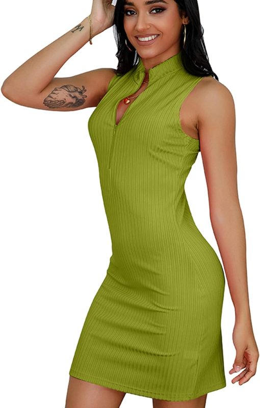 Photo 1 of LAXiMU Women's Summer Sleeveless Bodycon Dresses V Neck Slim fit Party Club Sexy Mini Dress SIZE XL