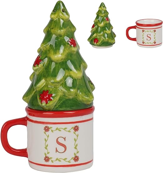 Photo 1 of Salt and Pepper Shakers Set - 2Pc Christmas Tree and Mug Decorative Salt Shakers for Kitchen Christmas Decorations Indoor Home Decor Christmas Gifts Xmas Decor Braxio