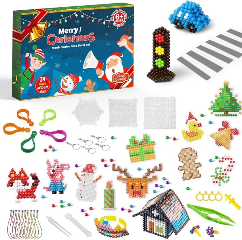 Photo 1 of Advent Calendar 2023 for Kids - Make Your Own Craft Arts 8200 Pcs Fuse Bead for Girls - 24 Days Christmas Countdown Calendar - DIY Christmas Stocking Stuffers Gifts for Age 8-13