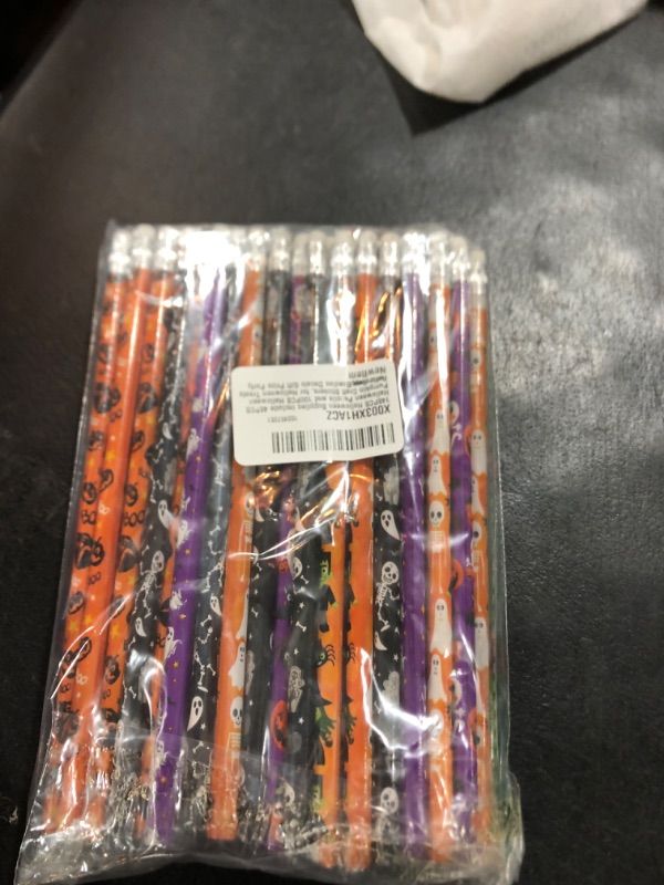 Photo 2 of 148PCS Halloween Supplies Include 48PCS Halloween Pencils and 100PCS Halloween Pumpkin Craft Stickers, for Halloween Treats Halloween Goodies Decals Gift Prize Party Favor Supplies