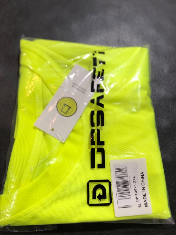 Photo 2 of SRsafety High Visibility Shirts for Men, Class 2 Security Shirts for Men, Which Washed Repeatedly Without Easy to Fall Off Reflective Strips Yellow Yellow 2XL