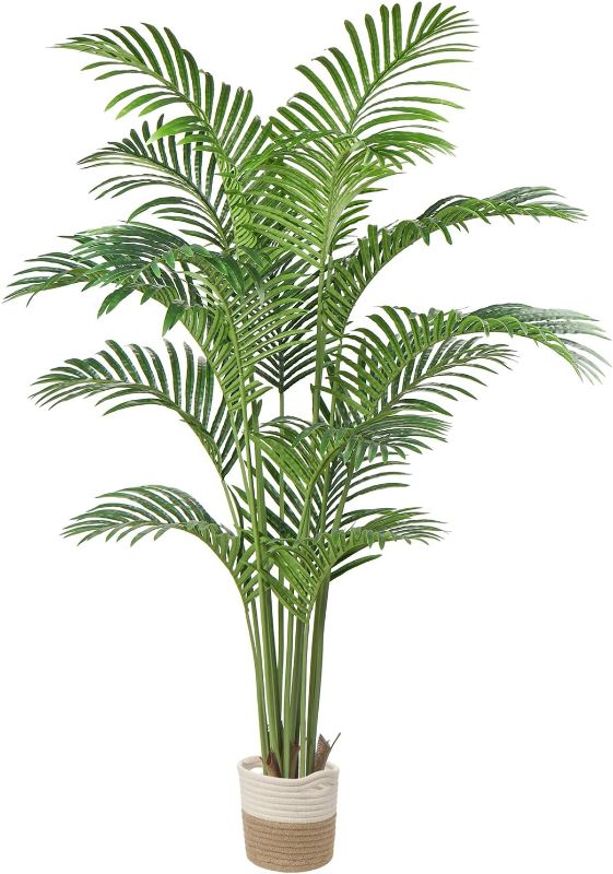 Photo 1 of 4 ft. Tall Artificial Faux Real Touch Palm Tree with Eco Planter