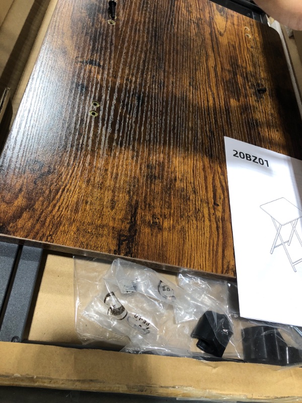 Photo 1 of HOOBRO Folding TV Tray Table, TV Tray, Snack Table for Small Space, Dining Tray for Eating at Couch and Bed, Easy Assembly, Space Saving, Stable and Durable, Rustic Brown and Black BF20BZ01