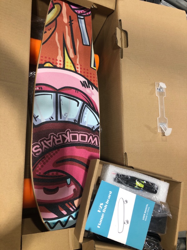 Photo 2 of Electric Skateboard Complete with Wireless Remote Control 350W Motor, 7 Lays Maple Longboard, Three-Speed Adjustable, Skate Boards Great for Teenager and Adult [US Stock] Orange