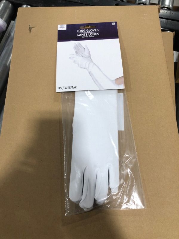 Photo 2 of Amscan  Child Long White Gloves, 1 Pair, 14.2" x 4.7"