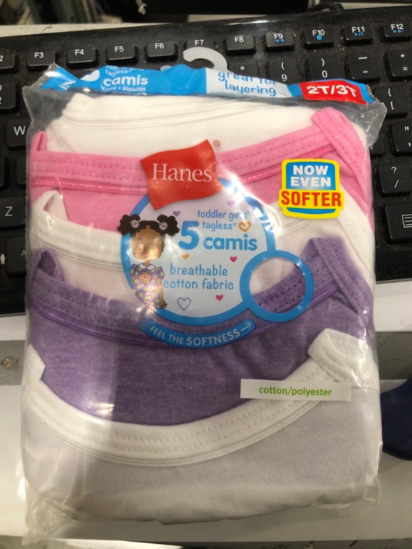 Photo 2 of Hanes Toddler Girls Cami Undershirts, 5-Pack