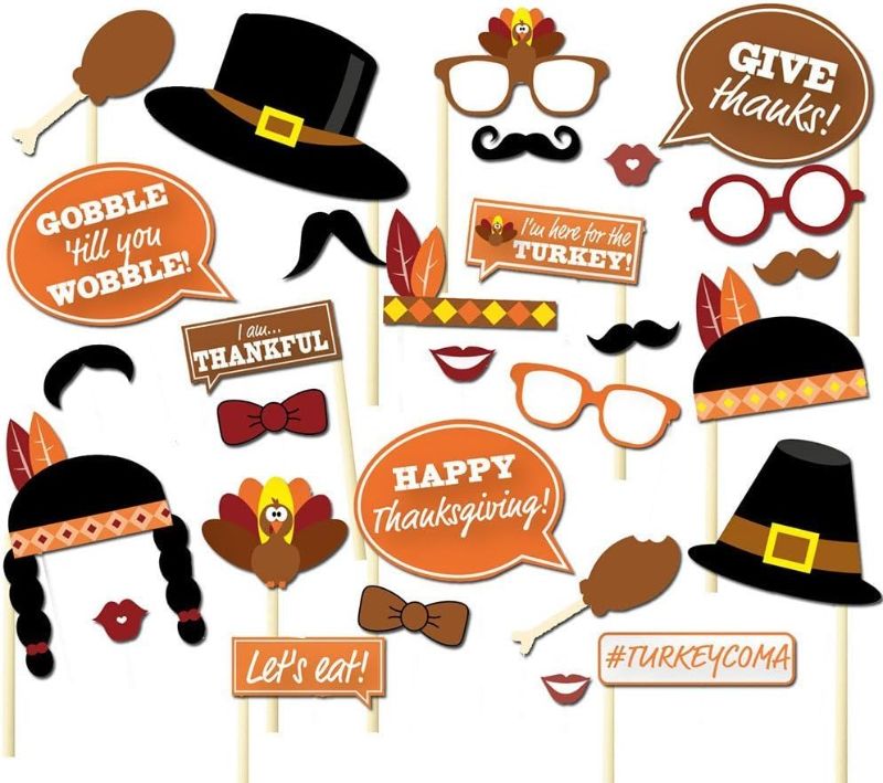 Photo 1 of [5 Pk] BinaryABC Thanksgiving Photo Booth Props,Thanksgiving Day Decorations,29Pcs