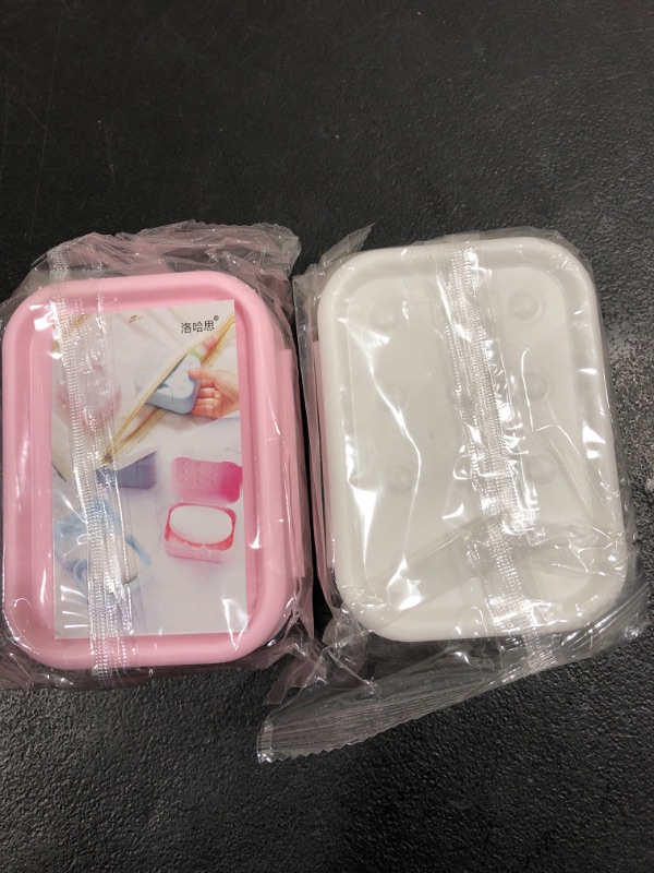 Photo 1 of 2 piece travel storage boxes- small- pink and white