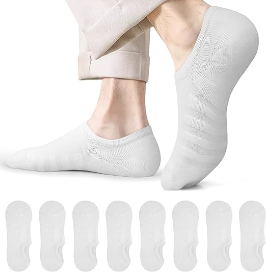 Photo 1 of Chalier Apparel Mens No Show Socks Casual Invisible Cotton Socks Ankle Low Cut Socks for Men with Non Slip Grips
