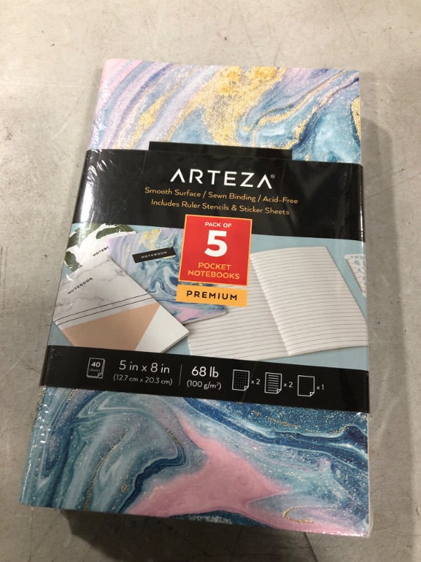 Photo 2 of ARTEZA Small Pocket Notebook Set, 5 Pcs, 5 x 8 inches Disposable Fountain Pens, Set of 12, Art Supplies for Sketching, Journaling, and Doodling