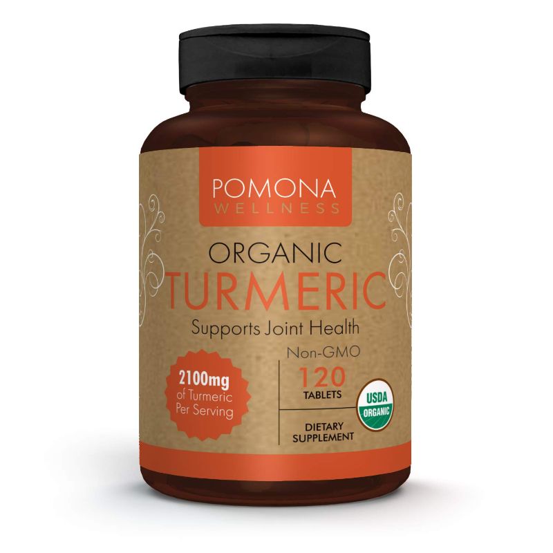 Photo 1 of 2 PACK-Pomona Wellness Organic Turmeric Supplement 2100 mg, USDA Organic, Non-GMO, Vegan, Turmeric Curcumin with Black Pepper for Absorption, for Joint Support and Immunity, 120 Tablets 120 Count (Pack of 1)  EXP APRIL 2024