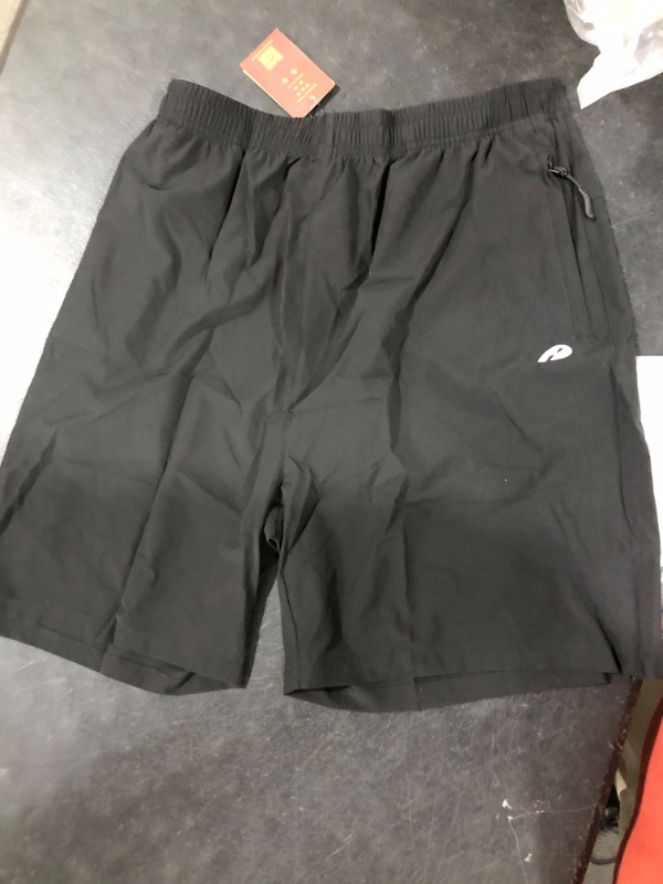 Photo 2 of ALLZERO Men's Athletic Workout Shorts Gym Running 7" Short Quick Dry Lightweight Training Sports Shorts with Zipper Pockets X-Large Black