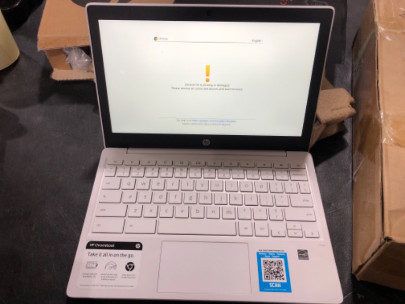 Photo 2 of HP Chromebook 11-inch Laptop - MediaTek - MT8183 - 4 GB RAM - 32 GB eMMC Storage - 11.6-inch HD IPS Touchscreen - with Chrome OS™ - (11a-na0050nr, 2020 model, Snow White)