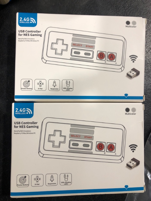 Photo 2 of Honwally Wireless Controller for Mini NES Classic Edition(Not Work with Copied Console) - Upgraded Turbo Function, With USB Wireless Adapter Compatible with PC, Mac OS, Raspberry PI (2 Packs)
