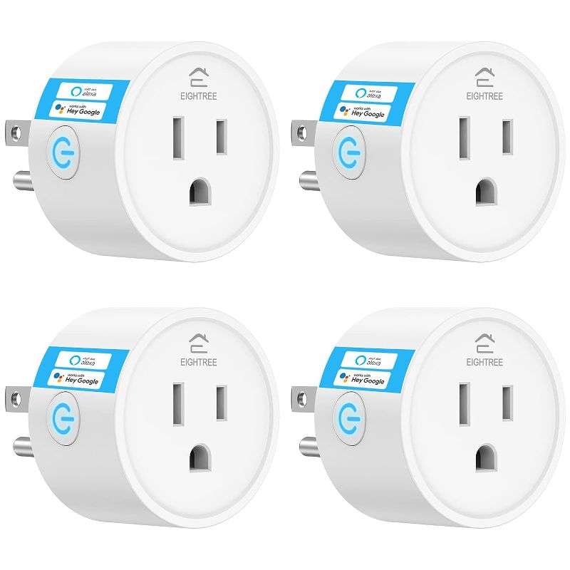 Photo 1 of EIGHTREE Smart Plug, Alexa Smart Plugs That Work with Alexa and Google Home, Compatible with SmartThings, Smart Outlet with WiFi Remote Control and Timer Function, 2.4GHz Wi-Fi Only, 4Packs
