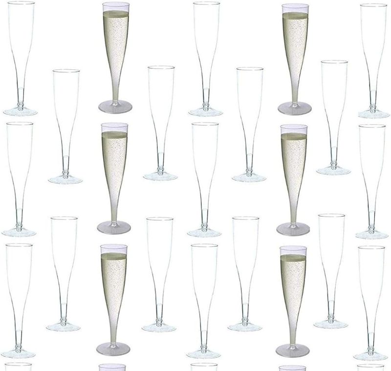 Photo 1 of 60 piece Clear Plastic Classicware Glass Like Champagne Wedding Parties Toasting Flutes