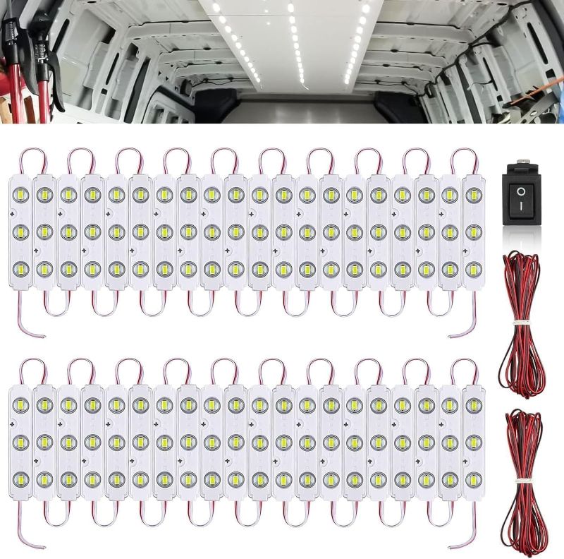 Photo 1 of 12V 120 LEDs Van Interior Light Kits, Module Ceiling Lamp for Car Truck Auto Vehicle Caravan Trailers Boat Bus RV Room Cargo White Lighting (40 Modules) 