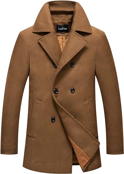 Photo 1 of chouyatou Men's Classic Notched Collar Double Breasted Wool Blend Pea Coat
LARGE