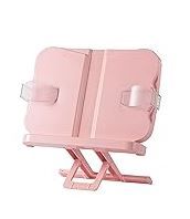 Photo 1 of TIANSE Book Stand, Book Holder for Reading Hands Free, Adjustable Rest Book Holders Tray and Page Paper Clips Foldable Desk Table Bookstand for Kids Textbooks Drawing Ipad Study Supplies - PINK 