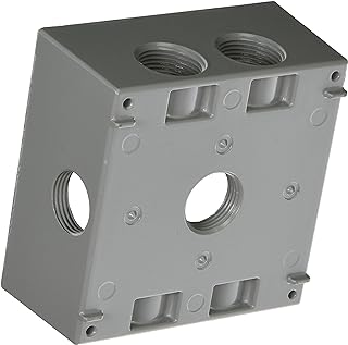 Photo 1 of 2-Gang Weatherproof Box, Seven 3/4 in. Threaded Outlets, Gray