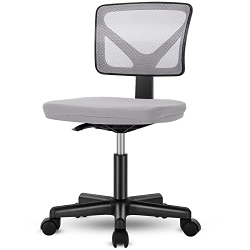 Photo 1 of Sweetcrispy Office Computer Desk Chair, Ergonomic Low-Back Mesh Rolling Work Swivel Chairs with Wheels, Armless Comfortable Seat Lumbar Support for Home, Bedroom, Study, Student, Adults, Grey