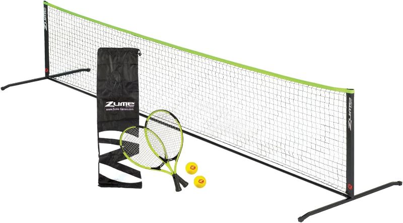 Photo 1 of  Zume Games Portable, Instant Tennis Set Includes Two Rackets, Two Balls, Net, and Carrying Case 