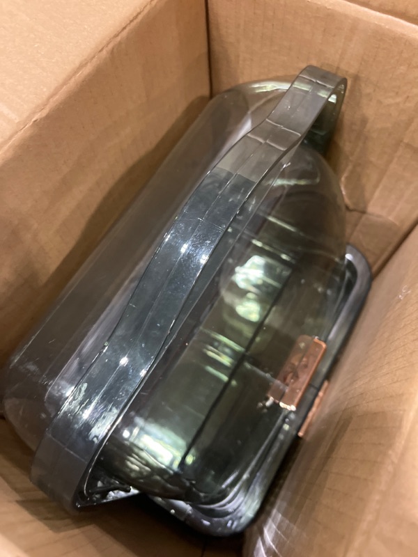 Photo 1 of LINFIDITE Cosmetics Storage Box Transparent Lid Large Makeup Organizer Box Drawers Portable Handle Waterproof Dustproof Skincare Display Cases for Countertop, Bathroom, Dresser,Gift Clear Green Clear-Green