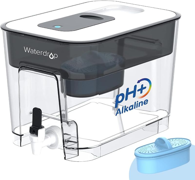 Photo 1 of  Waterdrop Alkaline Water Filter Dispenser, Large 40-Cup, Up to PH 9.5, Healthy, Clean & Toxin-Free Mineralized Alkaline Water, 100-Gallon, BPA Free, Black (1 Filter Included) 