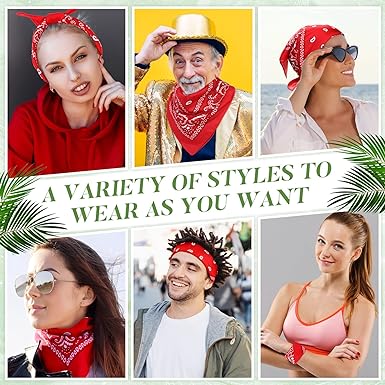 Photo 1 of 10 Pack Bandanas Unisex Paisley Bandanas Bulk Multi Purpose Cowboy Head Wrap Necktie Face Cover Party Supplies, 21.26 inches 