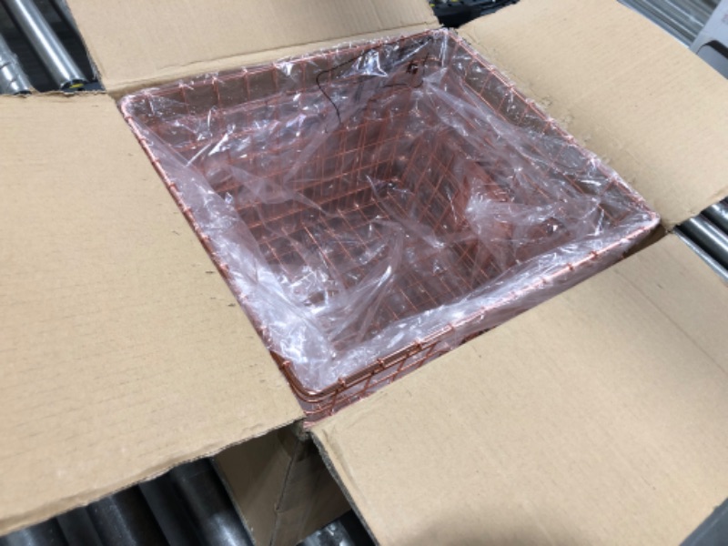 Photo 1 of Extra Large-4 Packs Wire Storage Baskets,Wire Basket,Pantry Organization and Storage for Pantry Kitchen Shelf Laundry Cabinets Garage,Rose Gold Extra-Large Rosegold