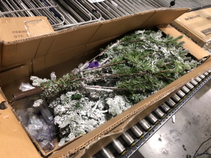 Photo 2 of [ Very Thick & Realistic Feel ] 6.5 Feet Pre-Lit Snow Flocked Aspen Artificial Christmas Tree, 1111 Branch Snowy Tips, 400 Warm Lights,Heavily Flocked, Metal Stand and Hinged Branches Xmas Decor