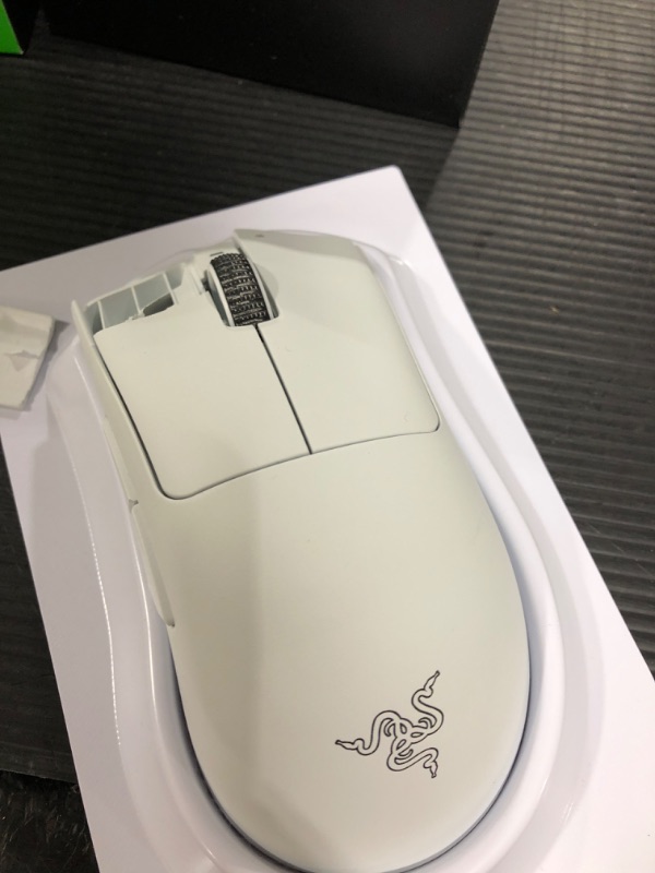 Photo 3 of Razer DeathAdder V3 Pro Wireless Gaming Mouse: 64g Ultra Lightweight - Focus Pro 30K Optical Sensor - Fast Optical Switches Gen-3 - HyperSpeed Wireless - 5 Programmable Buttons - 90 Hr Battery - White Wireless White