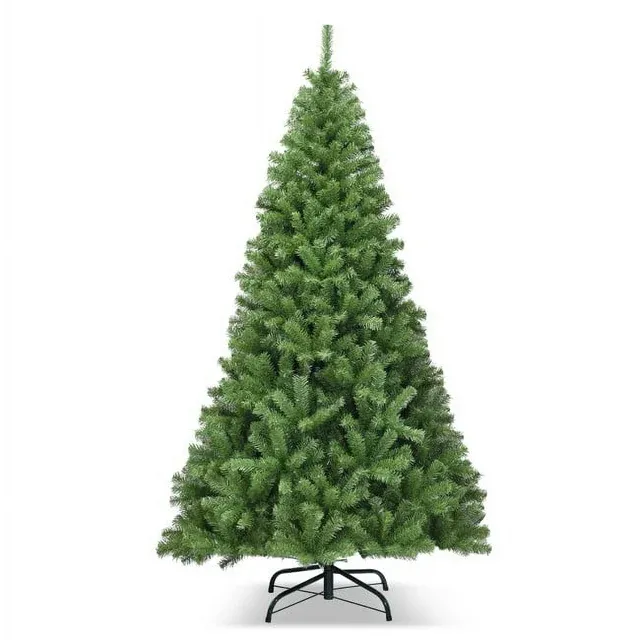 Photo 1 of 6ft Pre-Lit Christmas Tree, Premium PVC Fir Artificial Holiday Christmas Tree with Warm Light, Ideal for Home, Office, and Xmas Party Decoration, Metal Stand