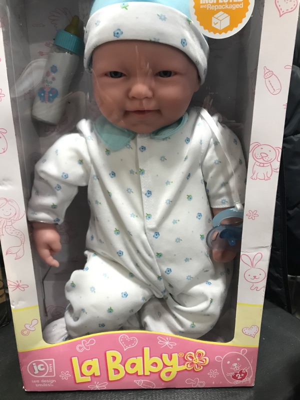 Photo 2 of Caucasian 20-inch Large Soft Body Baby Doll | JC Toys - La Baby | Washable |Removable Blue Outfit w/ Hat and Pacifier| For Children 2 Years +