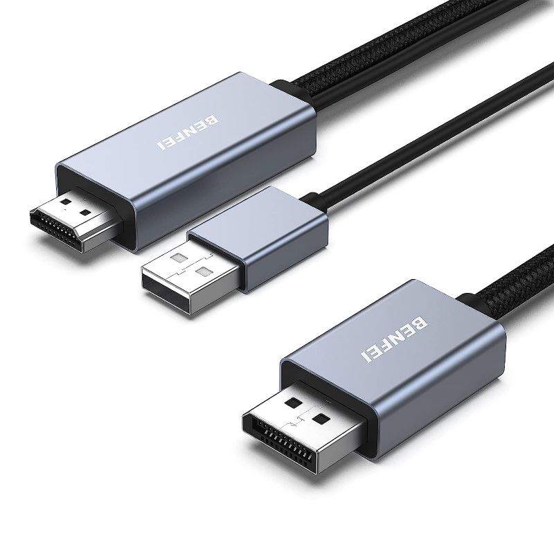 Photo 1 of BENFEI HDMI to DisplayPort Cable, 6 Feet HDMI Source to DisplayPort Monitor Compatible with PC Graphics Card Laptop PS5 Xbox One(360) Supporting 4K@60Hz 2K@144Hz 1080P@165Hz