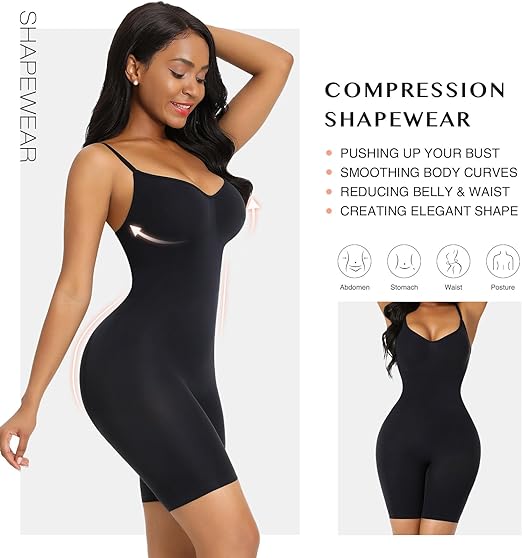 Photo 1 of FeelinGirl Shapewear Bodysuit for Women Tummy Control Shaper Seamless Butt Lifter Thigh Slimmer Body Shaper