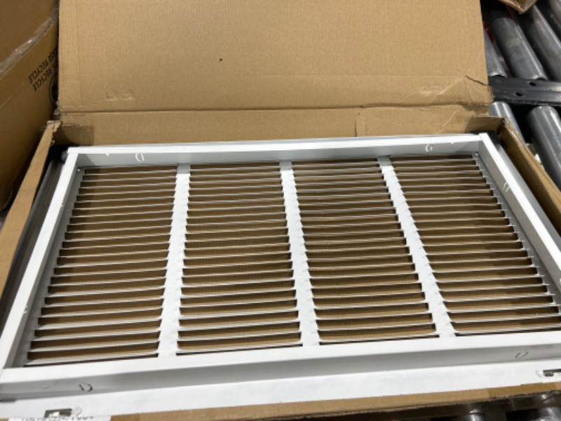 Photo 2 of 22" X 12" Steel Return Air Filter Grille for 1" Filter - Easy Plastic Tabs for Removable Face/Door - HVAC DUCT COVER - Flat Stamped Face -White [Outer Dimensions: 23.75w X 13.75h] White 22 X 12
