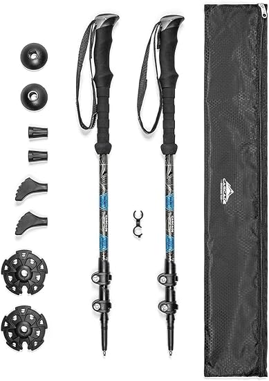 Photo 1 of Cascade Mountain Tech Trekking Poles - Carbon Fiber Walking or Hiking Sticks with Quick Adjustable Locks
