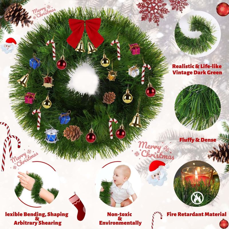 Photo 1 of  250FT Christmas Garland for Christmas Decoration, Non-Lit Soft Greenery Holiday Decor for Outdoor Indoor Artificial Christmas Twist Garland Home...