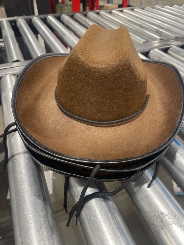 Photo 2 of 12 Pieces Kids Cowboy Hat Cowboy Costume Accessories Felt Western Hat for Boy Children for Cowboy Cosplay Party (Dark Brown