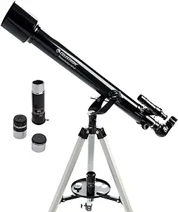 Photo 1 of Celestron 21041 60mm PowerSeeker AZ Telescope with Basic Smartphone Adapter 1.25", Black 60AZ Refractor W/Basic Smartphone Adapter