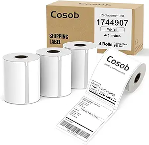 Photo 1 of Cosob 10 Roll Compatible with 4x6 Thermal Labels DYMO 1744907 Large Shipping Labels (4" x 6") for DYMO 4XL LabelWriter Zebra Desktop Printer