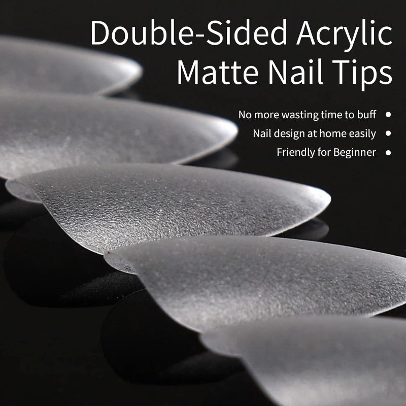 Photo 1 of  Nail Tips For Nail Art, 150 PCS Matte Medium Almond Full Cover False Nails, 12 Sizes, Clear Fake Nail Tips, With Double Sided Adhesive Tape, Nail File 100/180, Nail Stick