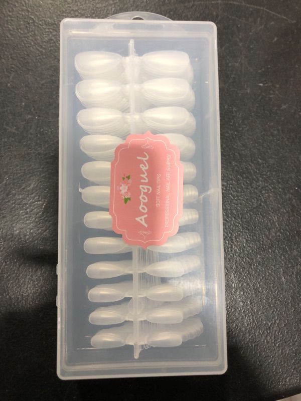 Photo 1 of  Nail Tips For Nail Art, 150 PCS Matte Medium Almond Full Cover False Nails, 12 Sizes, Clear Fake Nail Tips, With Double Sided Adhesive Tape, Nail File 100/180, Nail Stick