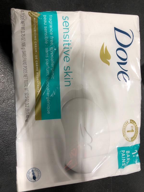 Photo 2 of Dove Beauty Bar More Moisturizing Than Bar Soap for Softer Skin, Fragrance-Free, Hypoallergenic Beauty Bar Sensitive Skin With Gentle Cleanser 3.75 oz, 14 Bars Unscented 3.75 Ounce (Pack of 14)