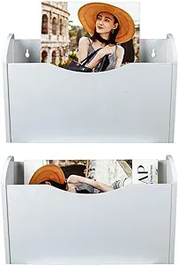 Photo 1 of PAG Wall File Holder Wall Mounted Wood Hanging File Organizer for Office, 2 Pockets, White