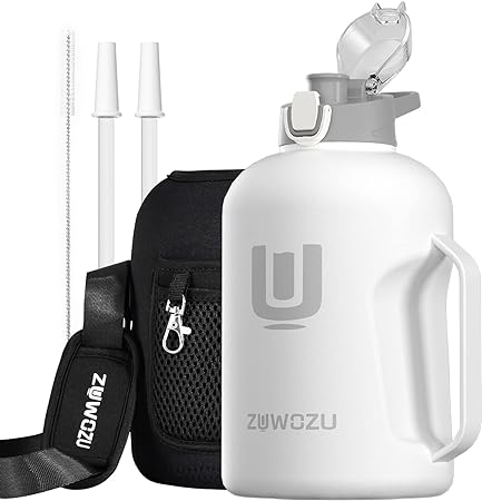 Photo 2 of ZUWOZU Half Gallon Water Bottle Insulated,18/10 Stainless Steel,Dishwasher Safe,Double Walled Vacuum,Gallon Water Jug with Straw and Handle,Perfect for Gym,Hot&Cold Drinks ( 67oz)