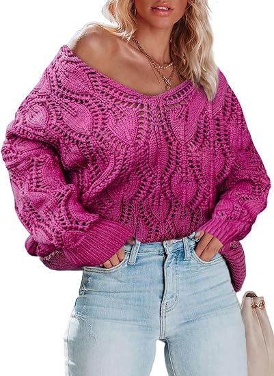 Photo 1 of Dokotoo Fall Sweaters Round Neck Crochet Hollow Out Cute Winter Pullover Sweaters for Women Trendy 2023 LARGE